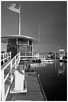 Harbor tower with flag. Marina Del Rey, Los Angeles, California, USA ( black and white)