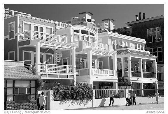 Row of colorful beach houses. Santa Monica, Los Angeles, California, USA