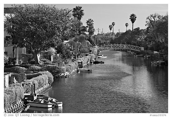 Residences along canals. Venice, Los Angeles, California, USA