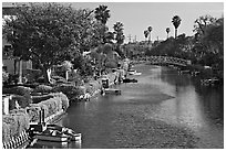 Residences along canals. Venice, Los Angeles, California, USA ( black and white)