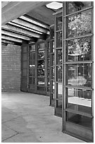 Windows arranged in hexagonal pattern, Hanna House. Stanford University, California, USA ( black and white)