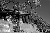 Honeycombed-shape corners, Hanna House. Stanford University, California, USA ( black and white)