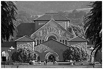 Memorial Church and main Quad, late afternoon. Stanford University, California, USA (black and white)