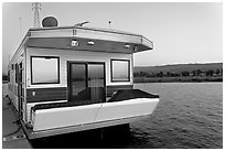 Houseboat, sunset. Redwood City,  California, USA (black and white)