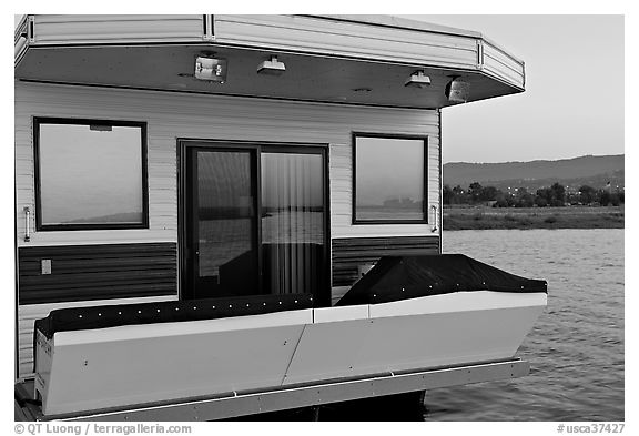 Houseboat. Redwood City,  California, USA (black and white)