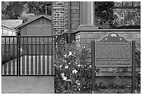 Hewlett-Packard garage and historical landmark sign. Palo Alto,  California, USA (black and white)