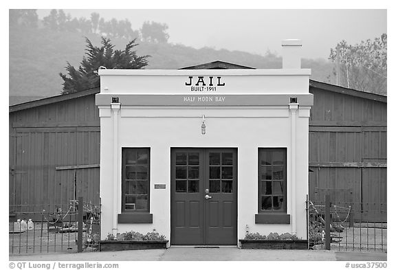 Tiny historic jail. Half Moon Bay, California, USA