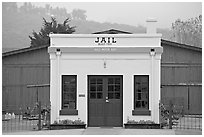 Tiny historic jail. Half Moon Bay, California, USA (black and white)