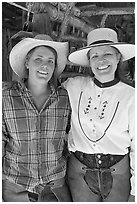 Horsewomen, Parchers Camp. California, USA (black and white)