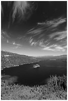 Emerald Bay and Lake Tahoe, Emerald Bay State Park, California. USA ( black and white)