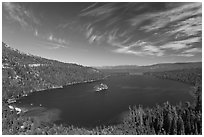Wide view of Emerald Bay and Lake Tahoe, California. USA ( black and white)