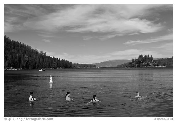 Family in water, Emerald Bay, California. USA