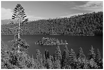 Fannette Island, Emerald Bay, California. USA (black and white)