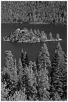 Fannette Island and Tea House, Emerald Bay State Park, California. USA ( black and white)