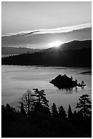 Sunrise over Emerald Bay and Fannette Island, California. USA ( black and white)