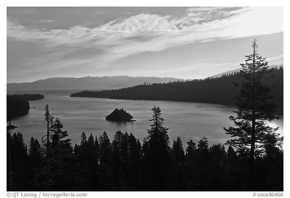 Emerald Bay, Fannette Island, and Lake Tahoe, morning, California. USA