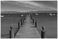 Wooden dock, West shore, Lake Tahoe, California. USA (black and white)