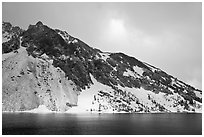 Peak with fresh snow, Ellery Lake. California, USA ( black and white)