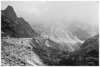 Snow and clouds, Tioga Pass road. California, USA ( black and white)