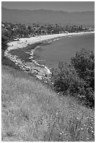 Hillside and West Beach. Santa Barbara, California, USA ( black and white)