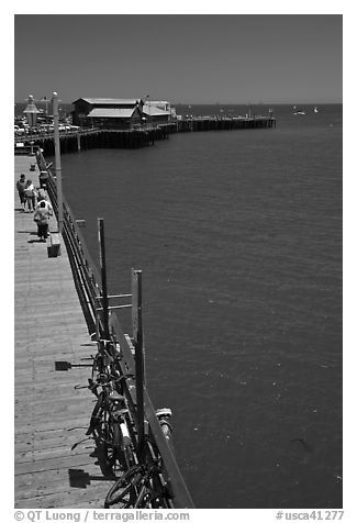 Stearns Wharf from above. Santa Barbara, California, USA (black and white)