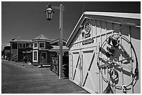 Historic wharf maintainance building. Santa Barbara, California, USA (black and white)