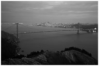 Golden Gate Bridge at dusk. San Francisco, California, USA (black and white)