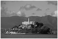 Alcatraz Island and prison. San Francisco, California, USA (black and white)