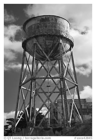 Water cistern, Alcatraz Island. San Francisco, California, USA (black and white)