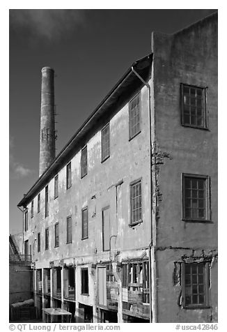 Industrial building, Alcatraz Island. San Francisco, California, USA (black and white)