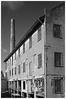 Industrial building, Alcatraz Island. San Francisco, California, USA (black and white)