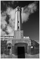 Lighthouse, Alcatraz  Penitentiary. San Francisco, California, USA ( black and white)