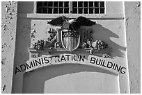 Detail of administration building, Alcatraz. San Francisco, California, USA ( black and white)