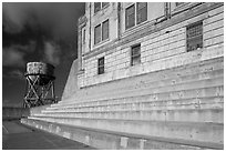 Recreation Yard and water tower, Alcatraz. San Francisco, California, USA (black and white)