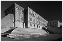 Alcatraz Penitentiary and exercise yard. San Francisco, California, USA ( black and white)