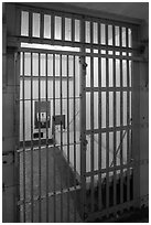 Cell in main block,  inside Alcatraz Penitentiary. San Francisco, California, USA ( black and white)