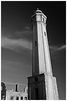 Lighthouse, Alcatraz Island. San Francisco, California, USA ( black and white)