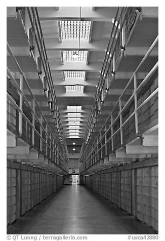 Cellhouse interior, Alcatraz Penitentiary. San Francisco, California, USA