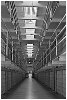 Cellhouse interior, Alcatraz Penitentiary. San Francisco, California, USA (black and white)