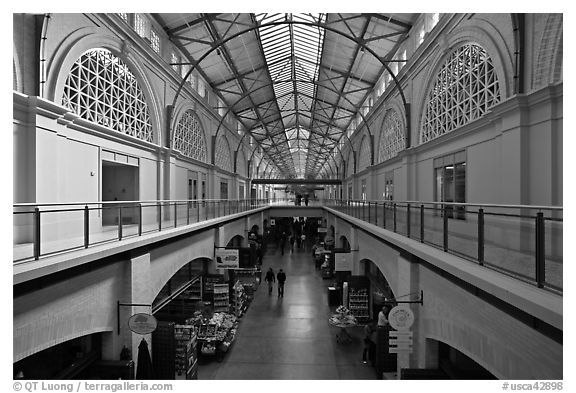 Interior, Ferry Building. San Francisco, California, USA (black and white)