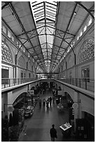 Main gallery inside Ferry Building. San Francisco, California, USA (black and white)