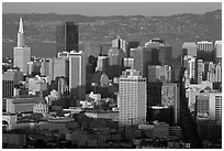 San Francisco skyline from Twin Peaks, late afternoon. San Francisco, California, USA ( black and white)