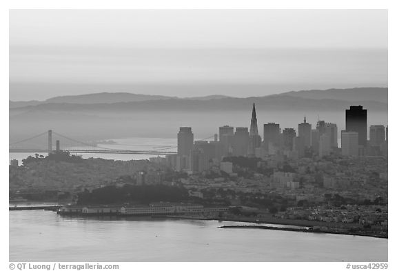 San Francisco cityscape with Bay at dawn. San Francisco, California, USA