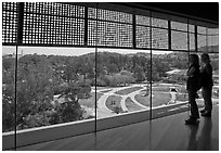 Observation room on top of Hamon Tower, De Young museum, Golden Gate Park. San Francisco, California, USA (black and white)