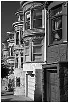 Colorful Victorian houses, Haight-Ashbury District. San Francisco, California, USA ( black and white)