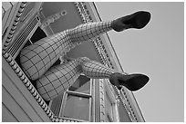 Giant lady legs on Haight street, Haight-Ashbury District. San Francisco, California, USA ( black and white)