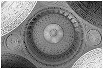 City Hall dome from below, fifth largest in the world. San Francisco, California, USA ( black and white)