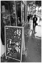 Sidewalk on rainy day. San Francisco, California, USA (black and white)