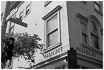 Corner of  Haight Street and Ashbury Street. San Francisco, California, USA ( black and white)
