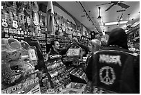 Inside music store. San Francisco, California, USA (black and white)